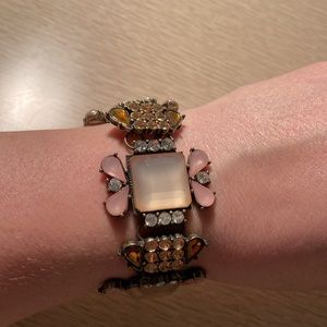 Pink, Amber, White Costume Jewelry Bracelet